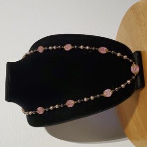358◼️VINTAGE PINK AND GOLD BEADED  NECKLACE